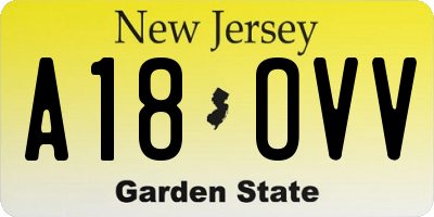 NJ license plate A18OVV