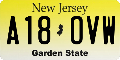 NJ license plate A18OVW
