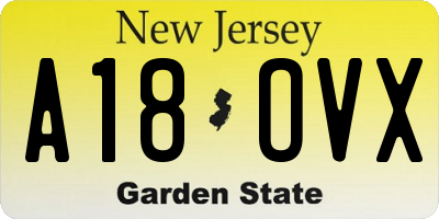 NJ license plate A18OVX