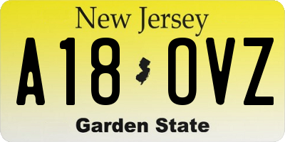 NJ license plate A18OVZ