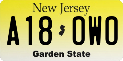 NJ license plate A18OWO