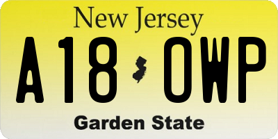 NJ license plate A18OWP