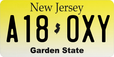NJ license plate A18OXY