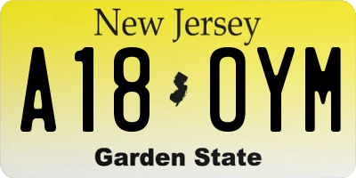 NJ license plate A18OYM