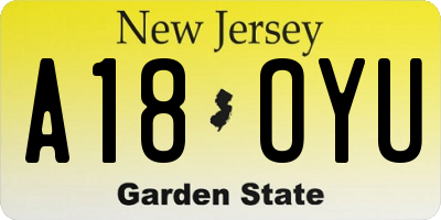 NJ license plate A18OYU