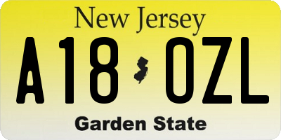 NJ license plate A18OZL