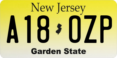 NJ license plate A18OZP