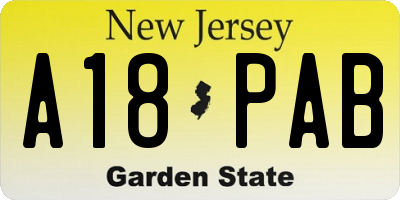 NJ license plate A18PAB