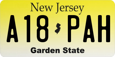 NJ license plate A18PAH