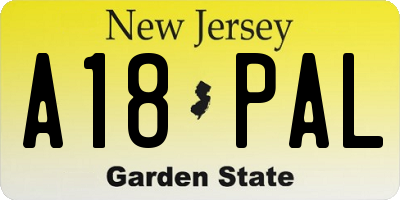 NJ license plate A18PAL
