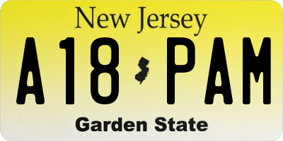 NJ license plate A18PAM