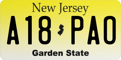 NJ license plate A18PAO