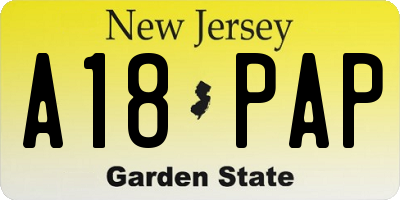 NJ license plate A18PAP