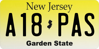 NJ license plate A18PAS