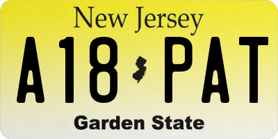 NJ license plate A18PAT