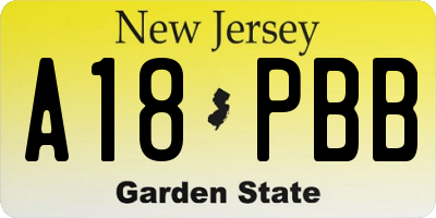 NJ license plate A18PBB