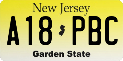 NJ license plate A18PBC