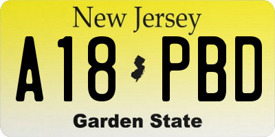 NJ license plate A18PBD