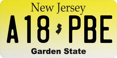 NJ license plate A18PBE