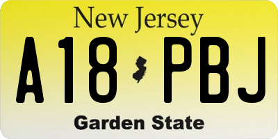 NJ license plate A18PBJ