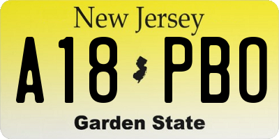 NJ license plate A18PBO