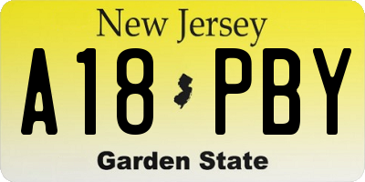 NJ license plate A18PBY