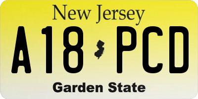 NJ license plate A18PCD