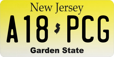 NJ license plate A18PCG