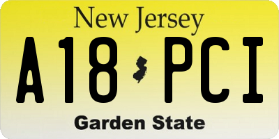 NJ license plate A18PCI