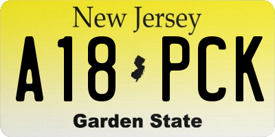 NJ license plate A18PCK