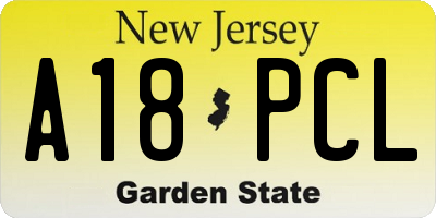 NJ license plate A18PCL