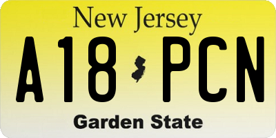 NJ license plate A18PCN