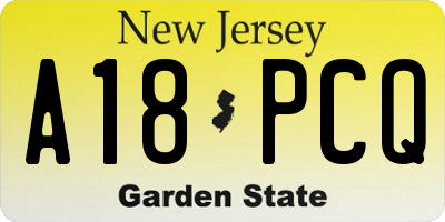 NJ license plate A18PCQ