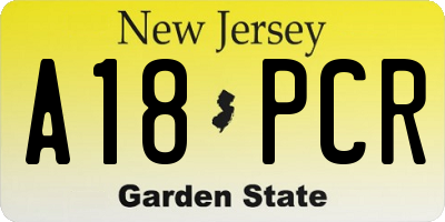NJ license plate A18PCR