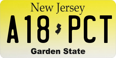 NJ license plate A18PCT