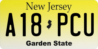 NJ license plate A18PCU