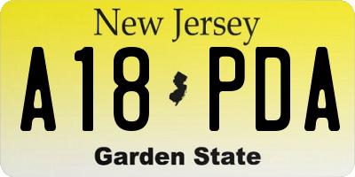 NJ license plate A18PDA