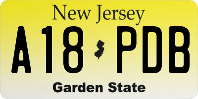 NJ license plate A18PDB