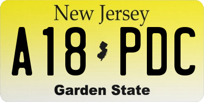NJ license plate A18PDC