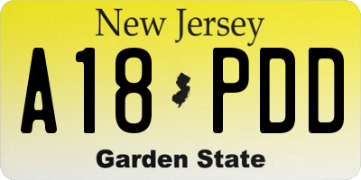 NJ license plate A18PDD