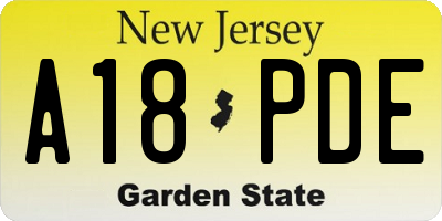 NJ license plate A18PDE