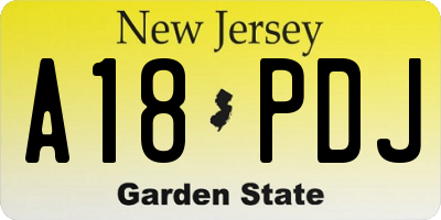 NJ license plate A18PDJ