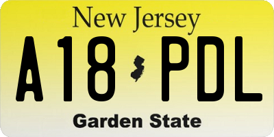 NJ license plate A18PDL