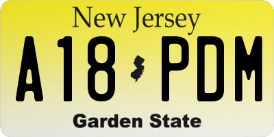 NJ license plate A18PDM