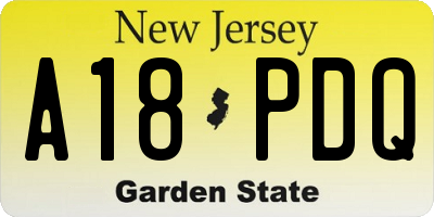 NJ license plate A18PDQ
