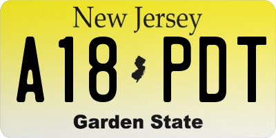 NJ license plate A18PDT