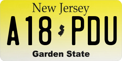 NJ license plate A18PDU