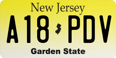 NJ license plate A18PDV