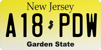 NJ license plate A18PDW