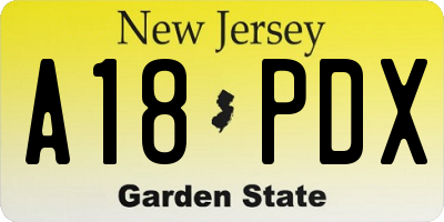 NJ license plate A18PDX